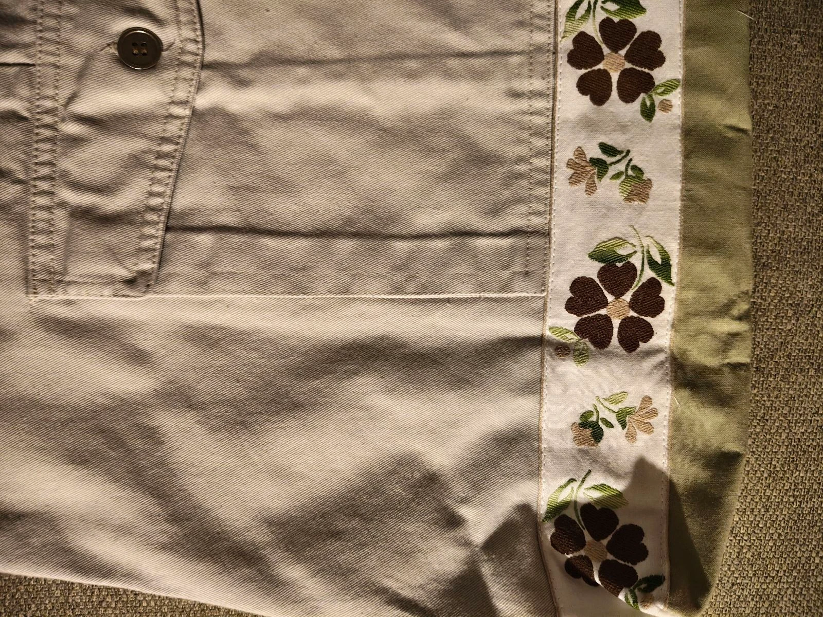 Maskucadas-Tote bag groen met bloemenprint en zakken met brede handvatten – photo 6